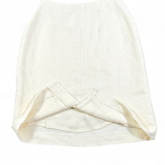 Ralph Lauren Collection Purple Label Linen Pencil Skirt 10 Vintage Cream Classic - Picture 7 of 11